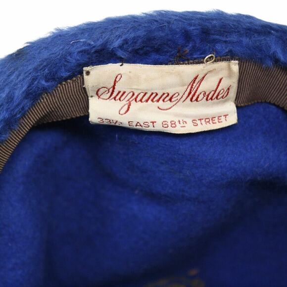 Vintage Suzanne Mode Duchess Blue Faux Fur Beret Style Hat Body Italy - Hey Viv - Picture 6 of 7
